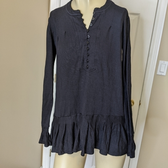 𝅺free people your girl tunic ruffled top black boho Bohemian shirt - Picture 6 of 10